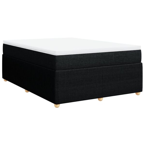 vidaXL Cama box spring con colch&oacute;n tela negro 140x190 cm