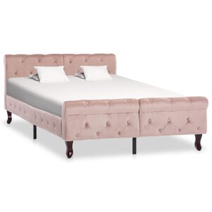 vidaXL Estructura de cama sin colch&oacute;n terciopelo rosa 120x200 cm