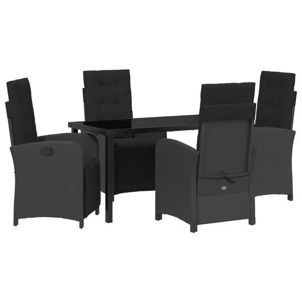 vidaXL Conjunto de Comedor de Jard&iacute;n 5 pcs Negro rat&aacute;n sint&eacute;tico