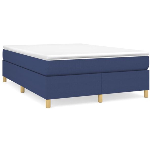 vidaXL Cama box spring con colch&oacute;n tela azul 140x190 cm