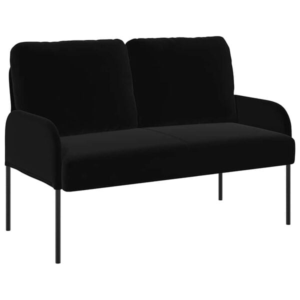 vidaXL Sof&aacute;s con coj&iacute;n 110cm Negro Madera contrachapada