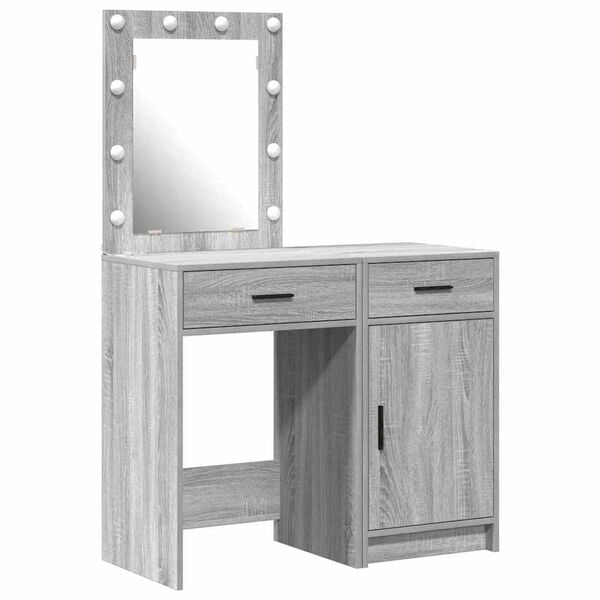 vidaXL Mesa de tocador con caj&oacute;n 2 pcs Gris 50 x 41 x 135 cm