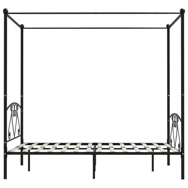 vidaXL Estructura cama con dosel sin colch&oacute;n metal negro 160x200 cm