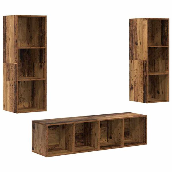 vidaXL Conjunto de mueble de TV Montaje en la pared 3 pcs Madera Vieja
