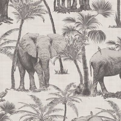 DUTCH WALLCOVERINGS Papel pintado árboles y elefantes carbón