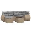 vidaXL Juego de sof&aacute;s jard&iacute;n con cojines beige mezcla 7 pzas rat&aacute;n PE