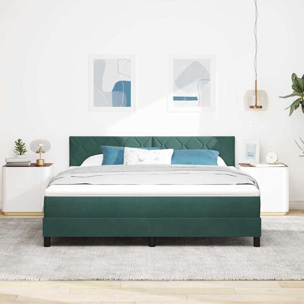 vidaXL Cama tipo Box Spring Verde oscuro 180 x 200 cm Terciopelo