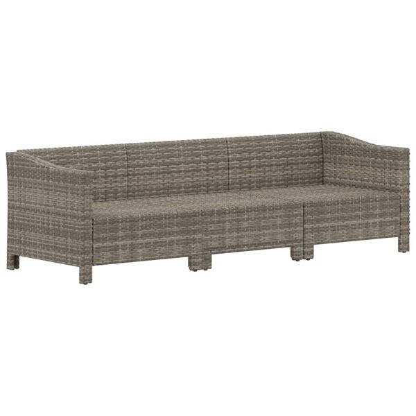 vidaXL Set de muebles de jard&iacute;n 3 pzas y cojines rat&aacute;n sint&eacute;tico gris