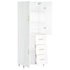 vidaXL Aparador alto madera contrachapada blanco 69,5x34x180 cm