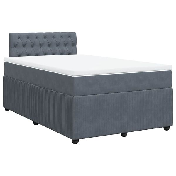 vidaXL Cama box spring con colch&oacute;n terciopelo gris oscuro 120x200 cm