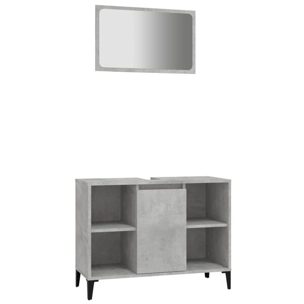 vidaXL Set muebles de ba&ntilde;o 2 piezas madera contrachapada gris hormig&oacute;n