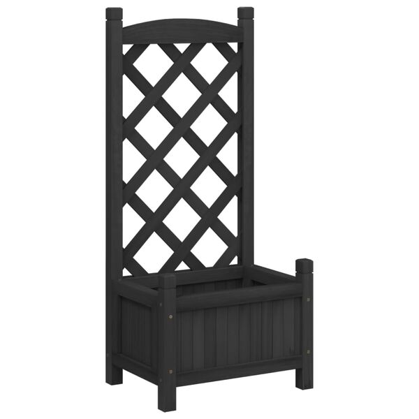 vidaXL Jardinera con enrejado madera maciza de abeto negro