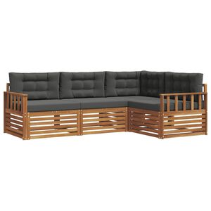 vidaXL Conjunto de sof&aacute;s de exterior 4 pcs Natural y Antracita