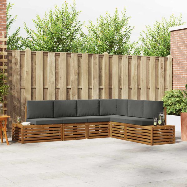 vidaXL Conjunto de sof&aacute;s de exterior 6 Pieza Natural y Antracita