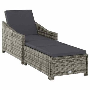 vidaXL Tumbona de jard&iacute;n con coj&iacute;n de rat&aacute;n sint&eacute;tico gris oscuro