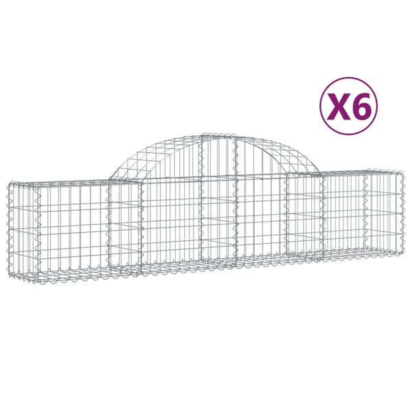 vidaXL Cestas de gaviones 6 uds forma de arco hierro 200x30x40/60 cm