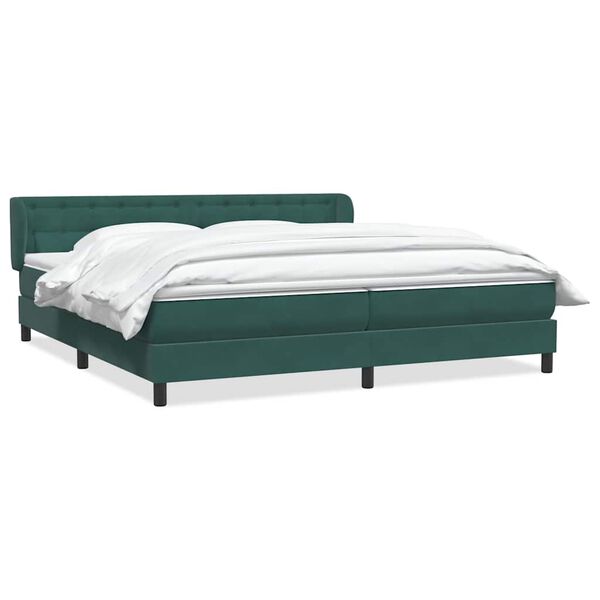vidaXL Cama box spring con colchones terciopelo verde oscuro 180x210cm