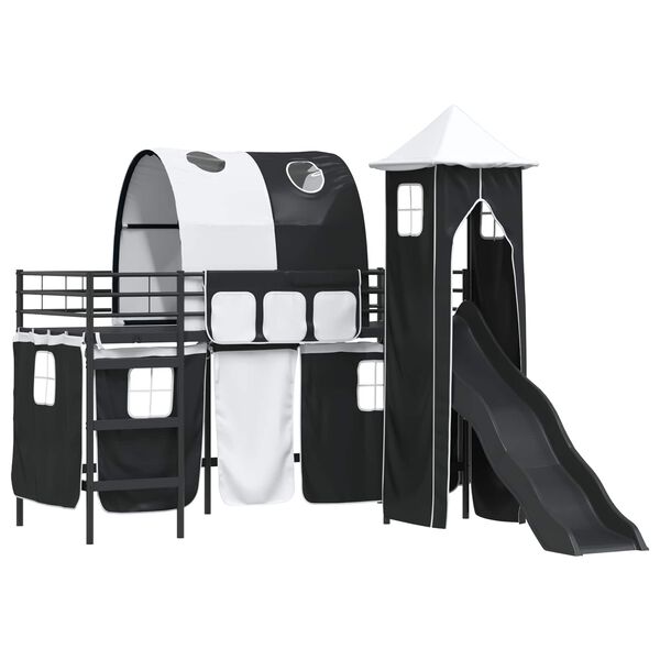 vidaXL Estructura de litera para ni&ntilde;os Negro 74,5 x 190 cm Metal