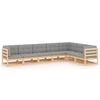 vidaXL Juego de muebles de jard&iacute;n 7 pzas y cojines madera maciza pino