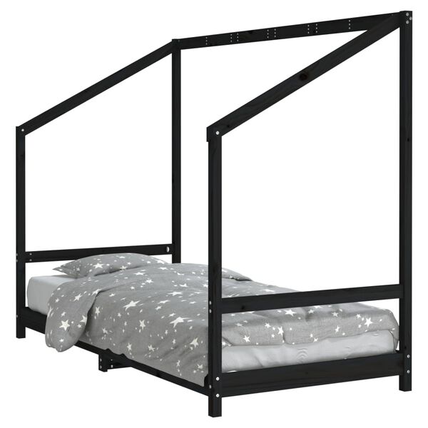 vidaXL Estructura de cama para ni&ntilde;os madera de pino negro 90x200 cm