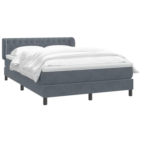 vidaXL Cama box spring con colch&oacute;n terciopelo gris oscuro 140x220 cm