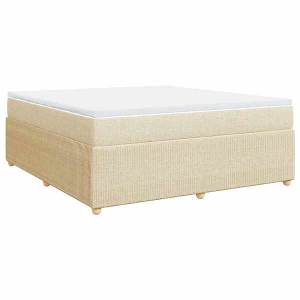 vidaXL Cama box spring con colch&oacute;n tela color crema 180x200 cm