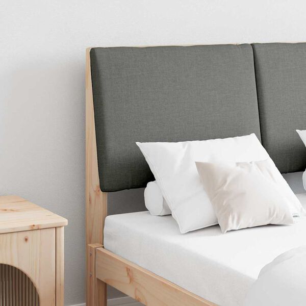 vidaXL Cabecero tapizado Gris oscuro 135 cm Madera de pino macizo