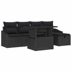 vidaXL Conjunto de sof&aacute; de jard&iacute;n 6 pcs Negro rat&aacute;n sint&eacute;tico