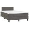 vidaXL Cama box spring colch&oacute;n y LED terciopelo gris oscuro 120x190 cm