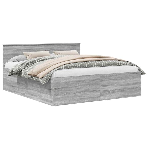 vidaXL Estructura de cama con cabecera Gris Sonoma 200 x 200 cm