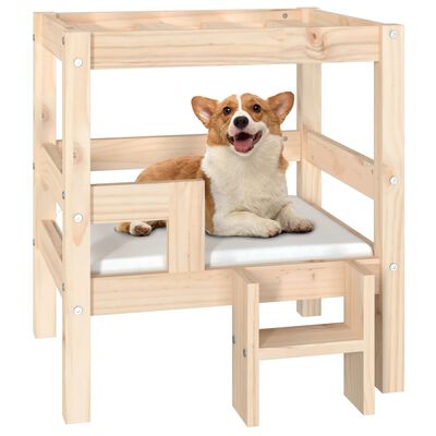 vidaXL Cama para perros madera maciza de pino 55,5x53,5x60 cm