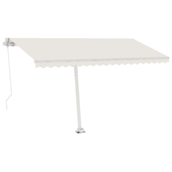 vidaXL Toldo manual retr&aacute;ctil con luz LED crema 450x350 cm