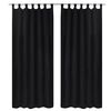 2 cortinas negras micro-satinadas con trabillas, 140 x 175 cm