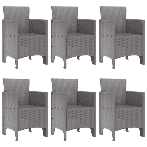vidaXL Conjunto de Comedor de Jard&iacute;n 7 pcs Gris Claro Ratan Polt