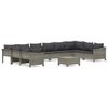 vidaXL Set de muebles de jard&iacute;n 11 pzas y cojines rat&aacute;n sint&eacute;tico gris