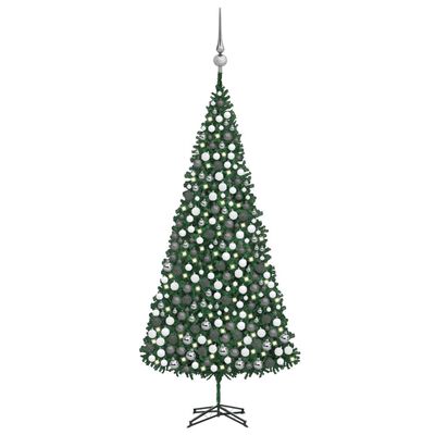 vidaXL Árbol de Navidad preiluminado con luces y bolas verde 500 cm