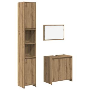 vidaXL Juego de muebles ba&ntilde;o 3 piezas madera ingenier&iacute;a roble artisan