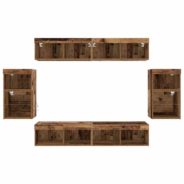 vidaXL Conjunto de mueble de TV Montaje en la pared 8 pcs Madera vieja