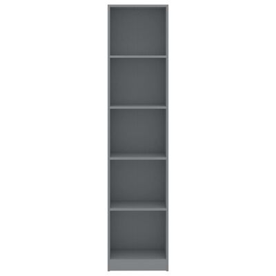 vidaXL Estantería de 5 niveles madera contrachapada gris 40x24x175 cm