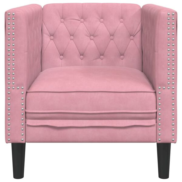 vidaXL Sill&oacute;n Chesterfield de terciopelo rosa