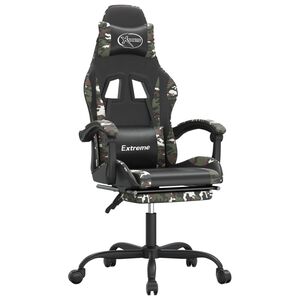 vidaXL Silla gaming giratoria y reposapi&eacute;s cuero sint&eacute;tico