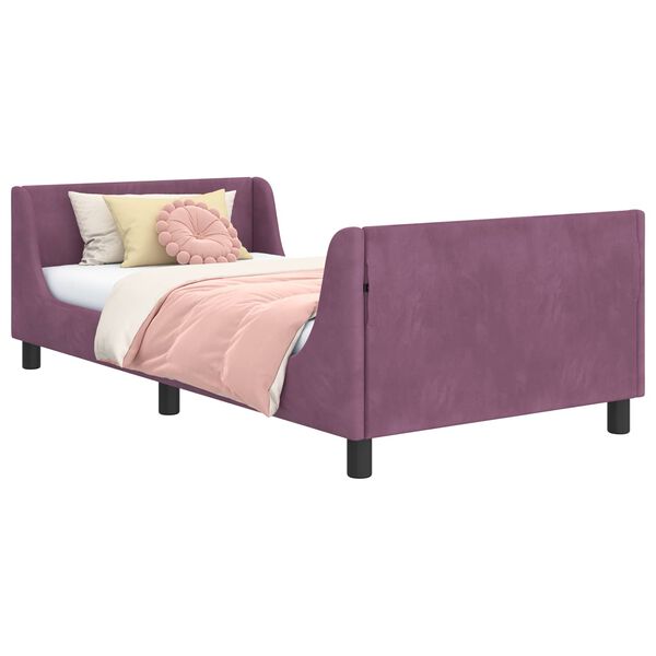 vidaXL Cama para niños con cabecero Morado 90 x 190 cm Terciopelo