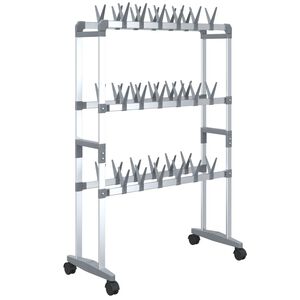 vidaXL Zapatero con ruedas plateado 66x27x100 cm