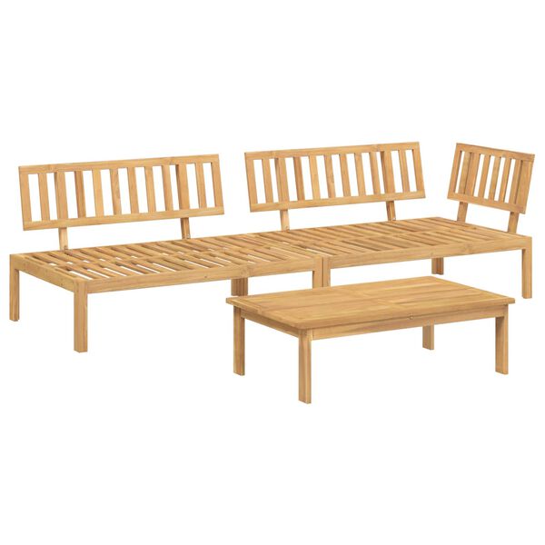 vidaXL Juego de Sof&aacute; con coj&iacute;n 3 pcs Antracita Madera de Acacia S&oacute;lida
