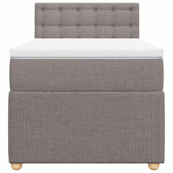 vidaXL Cama box spring con colch&oacute;n tela gris taupe 90x190 cm