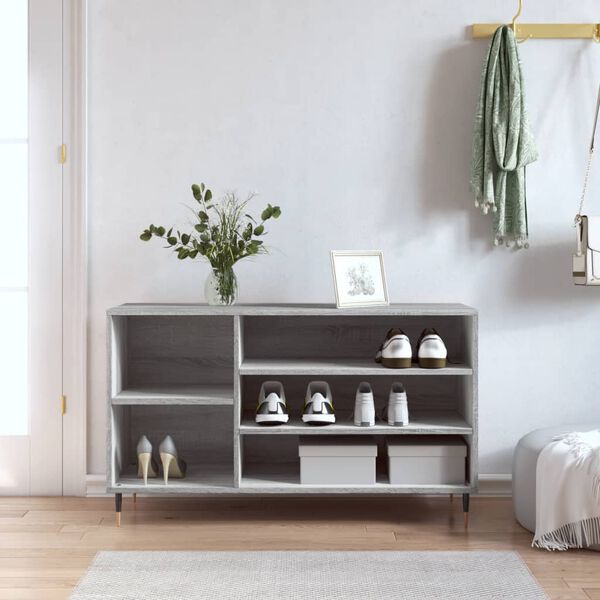 vidaXL Mueble zapatero madera contrachapada gris Sonoma 102x36x60 cm