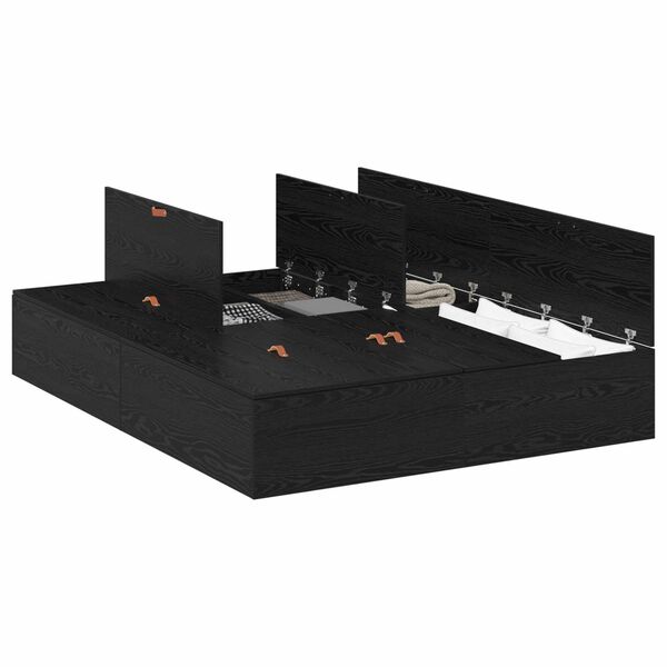 vidaXL Cama con almacenamiento Roble Negro 140 x 200 cm
