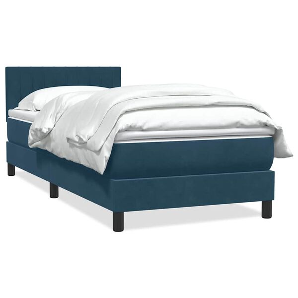vidaXL Cama box spring con colch&oacute;n terciopelo azul oscuro 90x210 cm