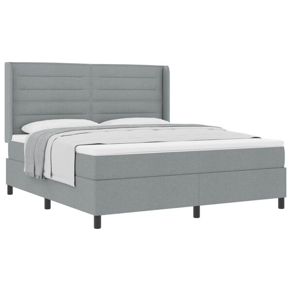 vidaXL Cama tipo Box Spring con colch&oacute;n Gris claro 180 x 200 cm tela