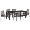 vidaXL Conjunto de Comedor de Jard&iacute;n 7 pcs Negro rat&aacute;n sint&eacute;tico